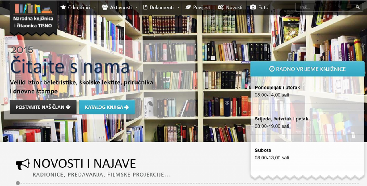 Nova službena web stranica Narodne knjižnice i čitaonice Tisno 
