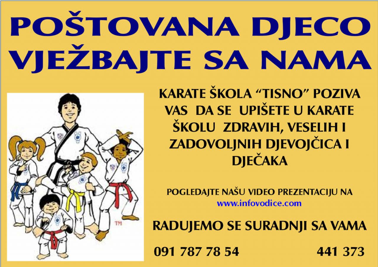 Poziv na upis u Karate školu Tisno 