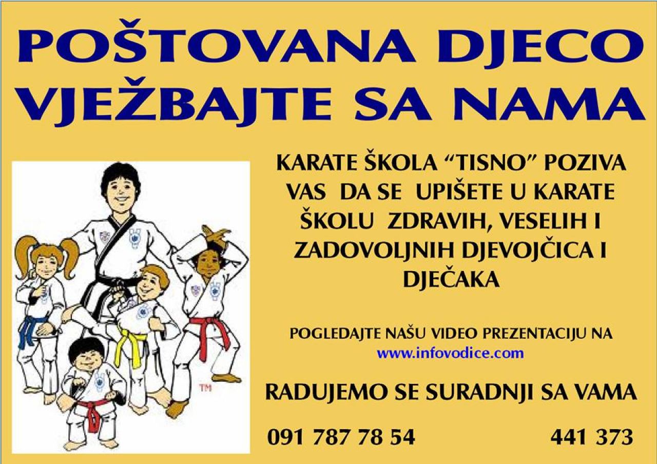 Karate škola Tisno poziva na upis novih članova 