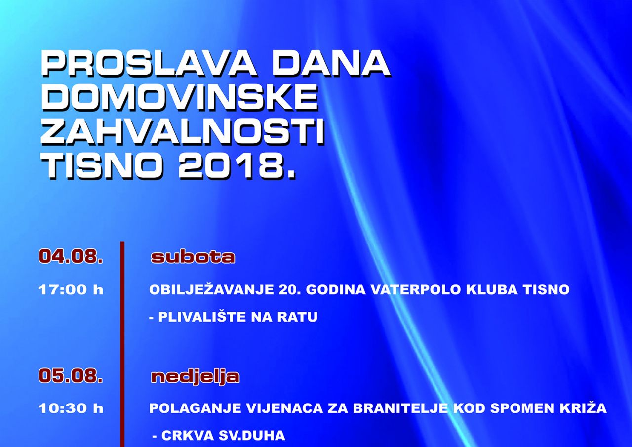 Obilježavanje Dana pobjede i domovinske zahvalnosti i Dana hrvatskih branitelja u Tisnome 