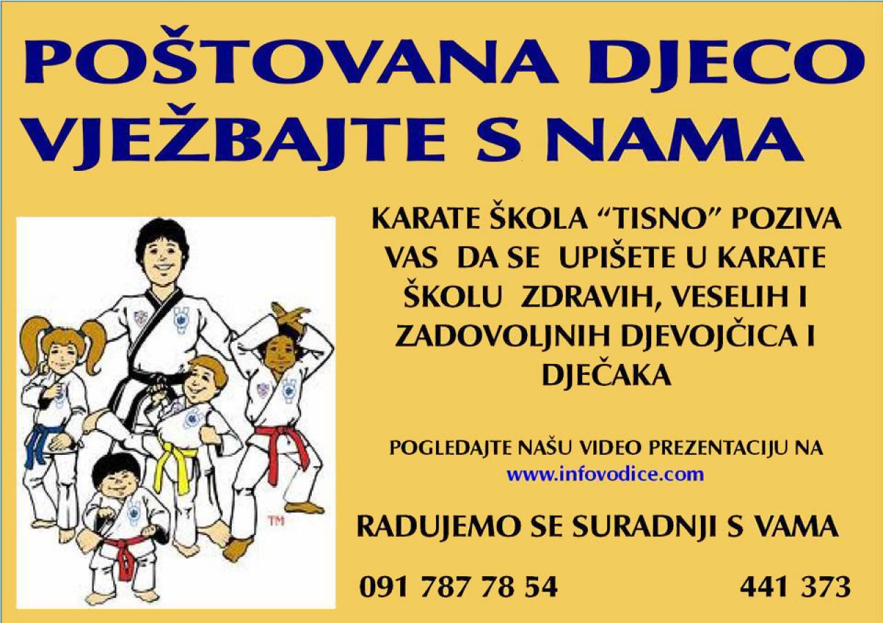 Karate škola Tisno poziva na upis novih članova  
