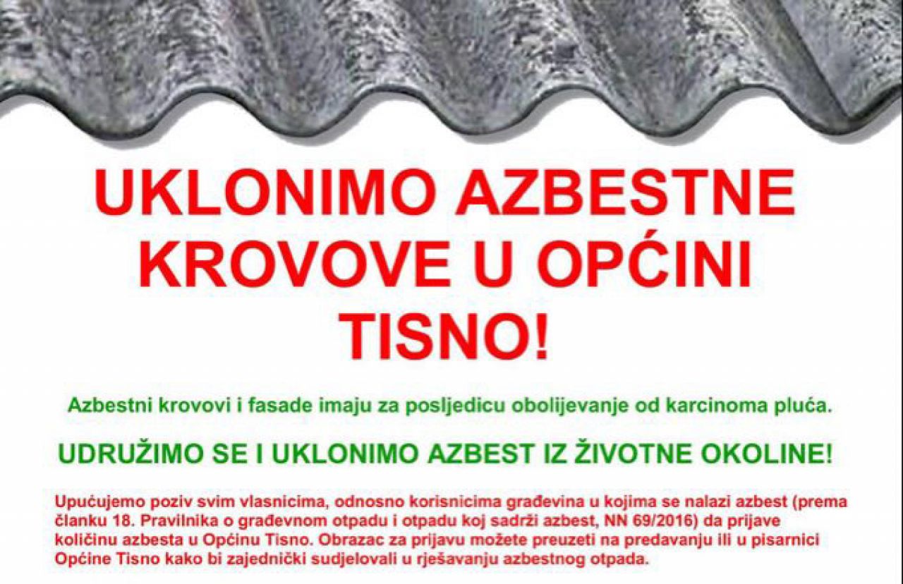 Uklonimo azbestne krovove u Općini Tisno! 