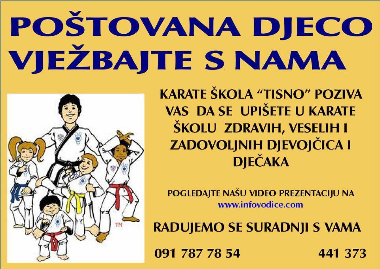 Karate škola Tisno poziva na upis novih članova     