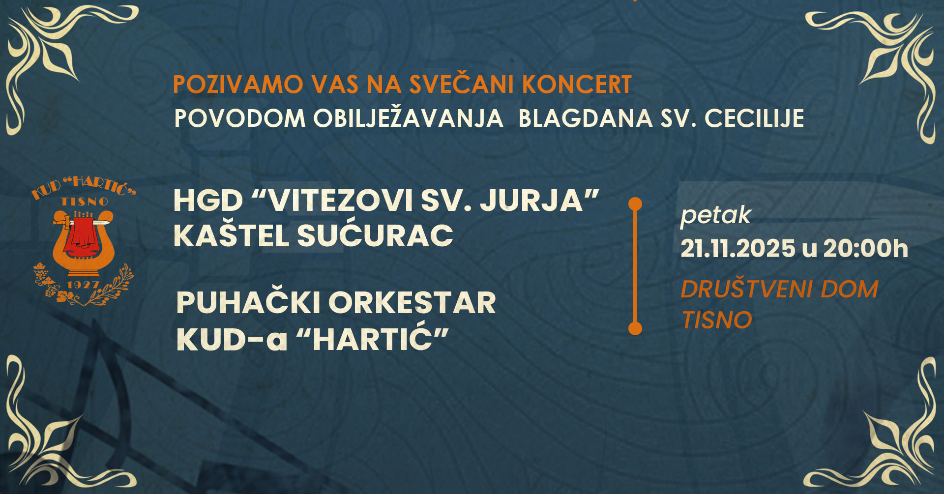 Sveta Cecilija 2025. – Svečana večer Puhačkog orkestra KUD-a Hartić