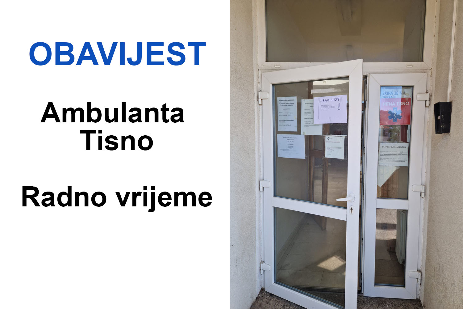 OBAVIJEST - Ambulanta Tisno