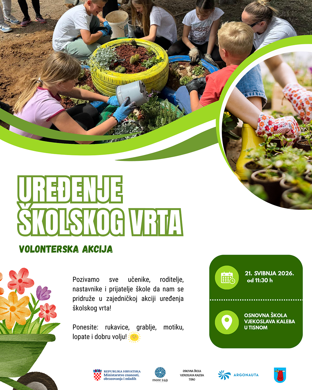 Volonterska akcija - Uređenje školskog vrta Osnovne škole Vjekoslava Kaleba u Tisnom